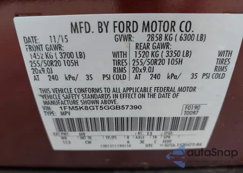 2016 Ford Explorer Sport z USA, uszkodzony, nr VIN 1FM5K8GT5GGB57390